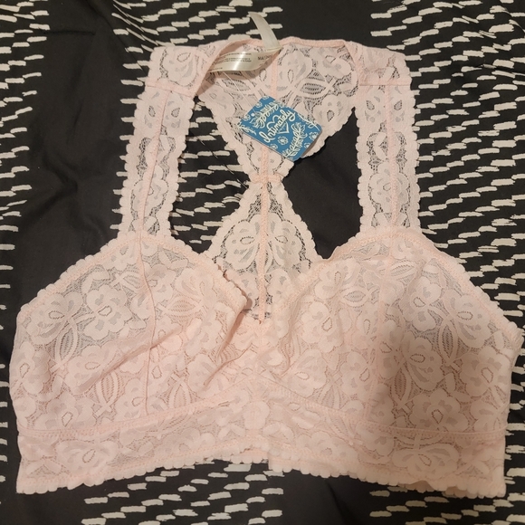 NWT Free People Gallon Lace racerback Ballet Pink bralette - Picture 3 of 6